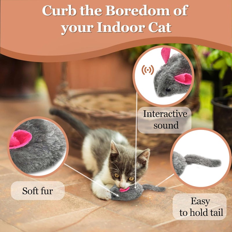 SunGrow Squeaky Plush Mice for Cats, 3 Tug Squeaker Chews for Kittens' Interactive Fun, Hide and Seek Activity, Soft Stuffed Fetch for Ferrets - Image 5